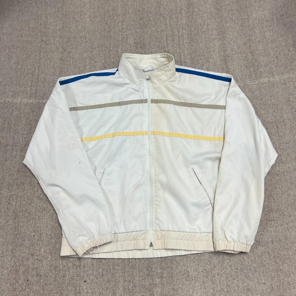 Vintage Levi's Harrington Jacket Mens Large White 1980s Striped Preppy
